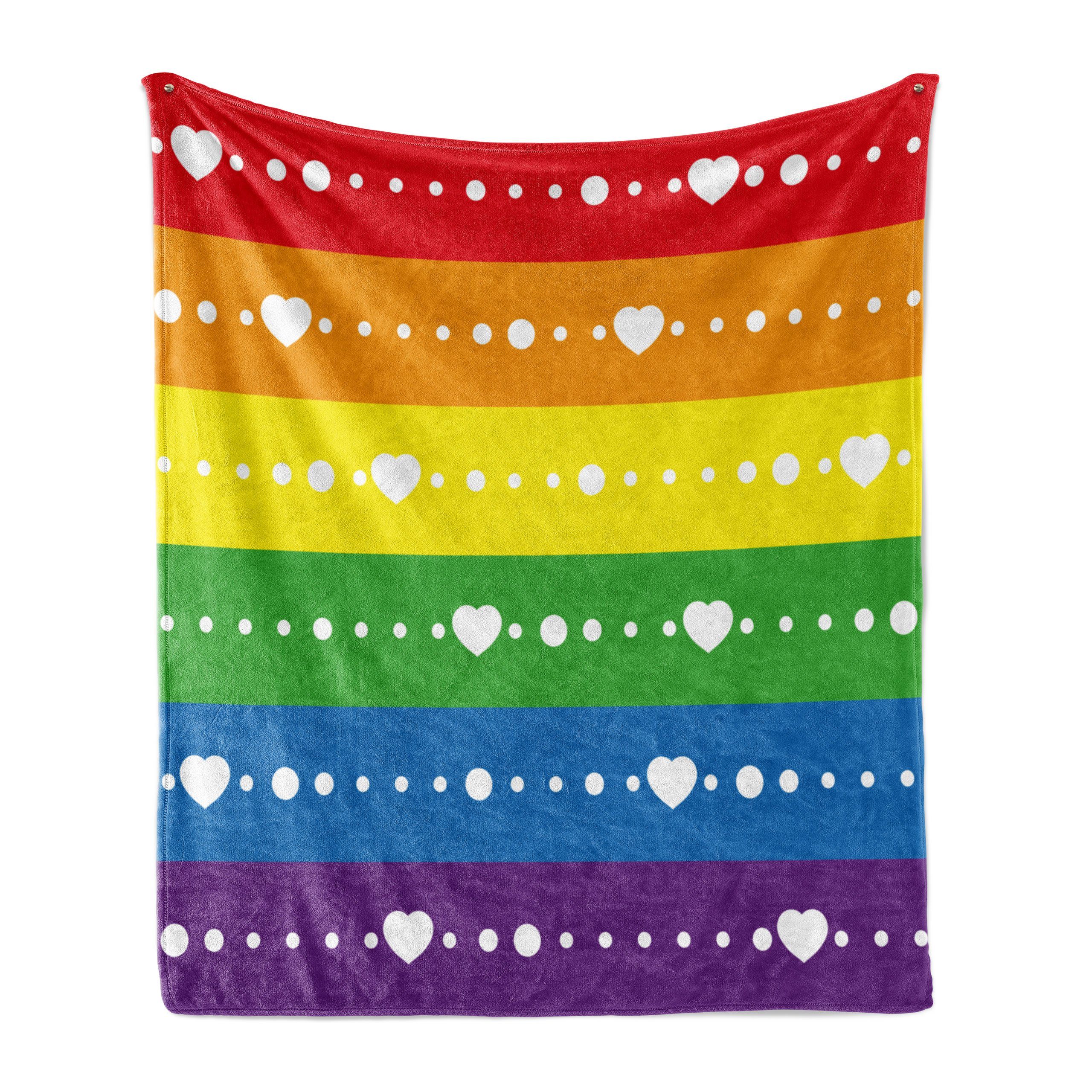Flag Pride und Regenbogen Dots Plüsch Innen- den Wohndecke für Abakuhaus, Gemütlicher Homosexuell Außenbereich,