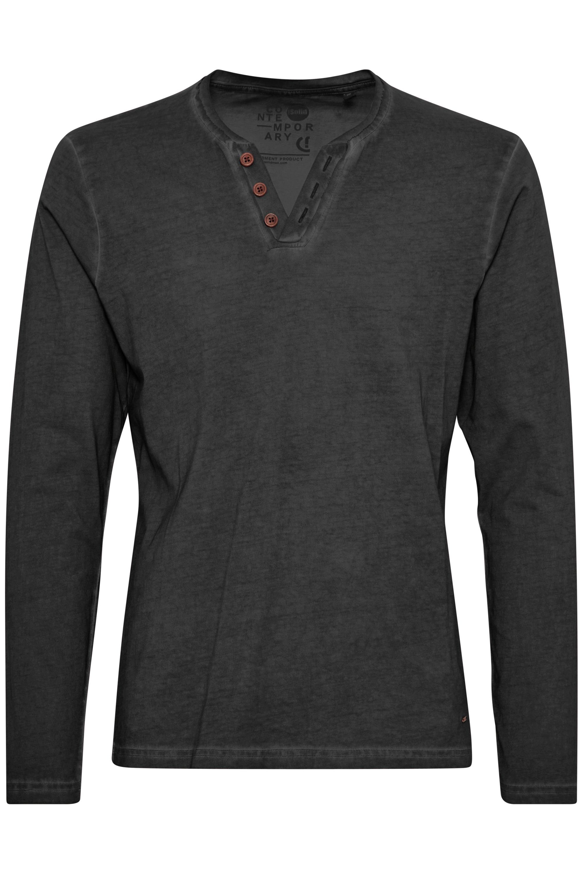 Black (9000) Langarmshirt mit V-Ausschnitt !Solid SDTinox Langarmshirt