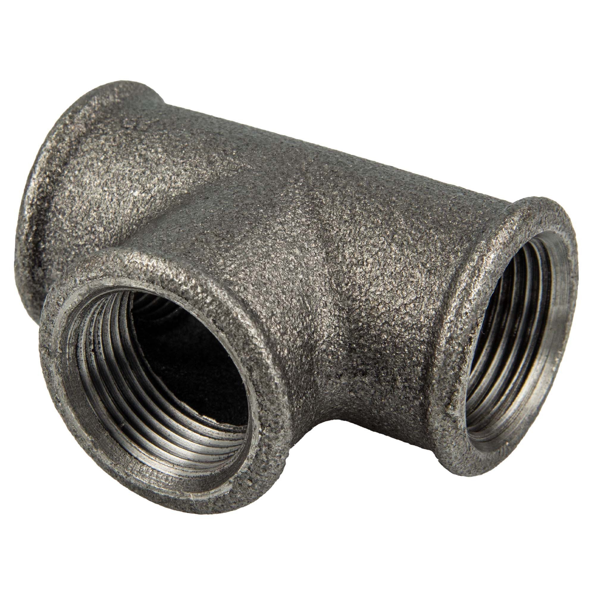 GEBO Gewindefitting Temperguss-Gewindefitting schwarz T-Stück, 1/2 Zoll