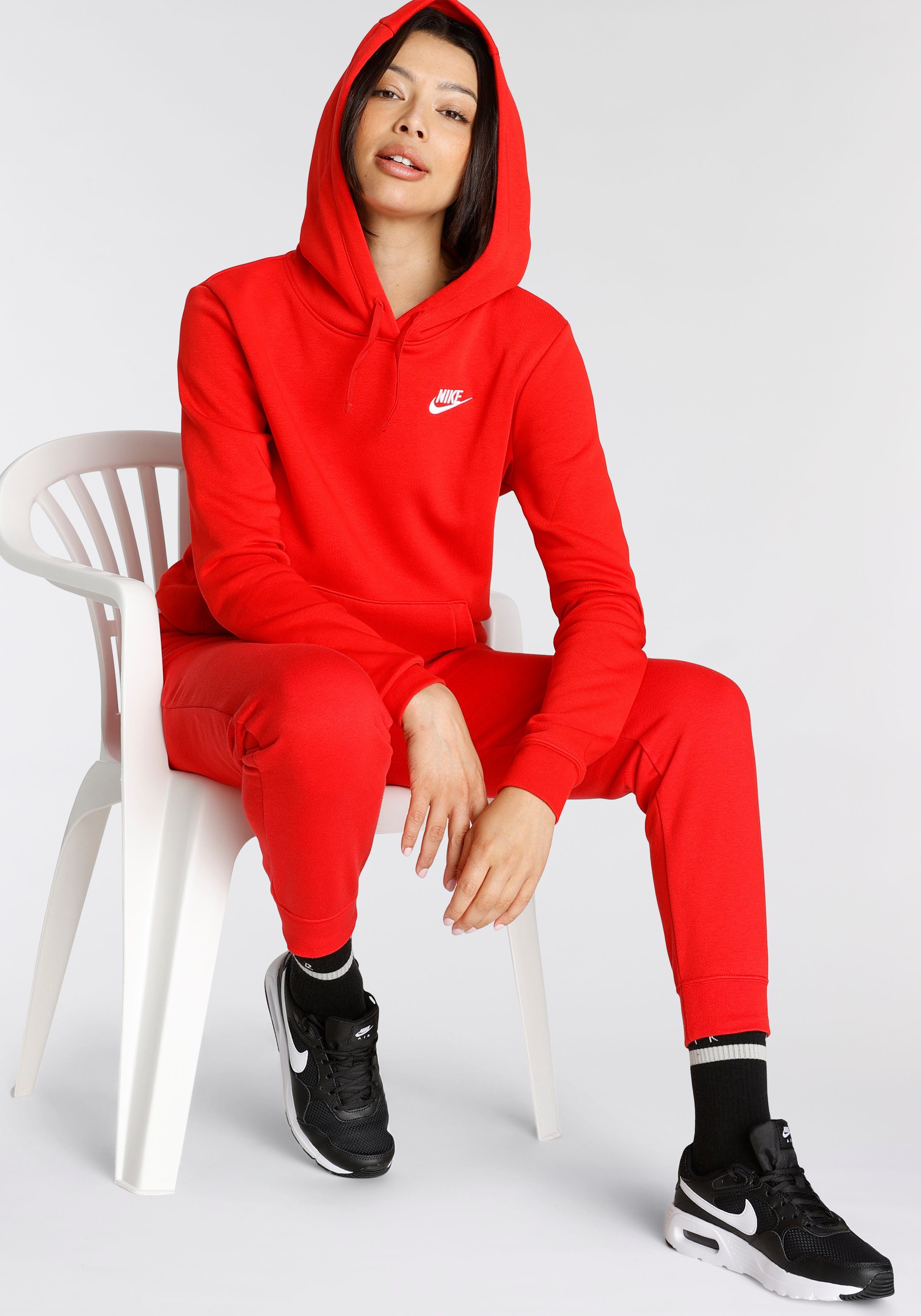 Nike Sportswear Kapuzensweatshirt UNIVERSITY FLEECE HOODIE CLUB WOMEN'S RED/WHITE PULLOVER