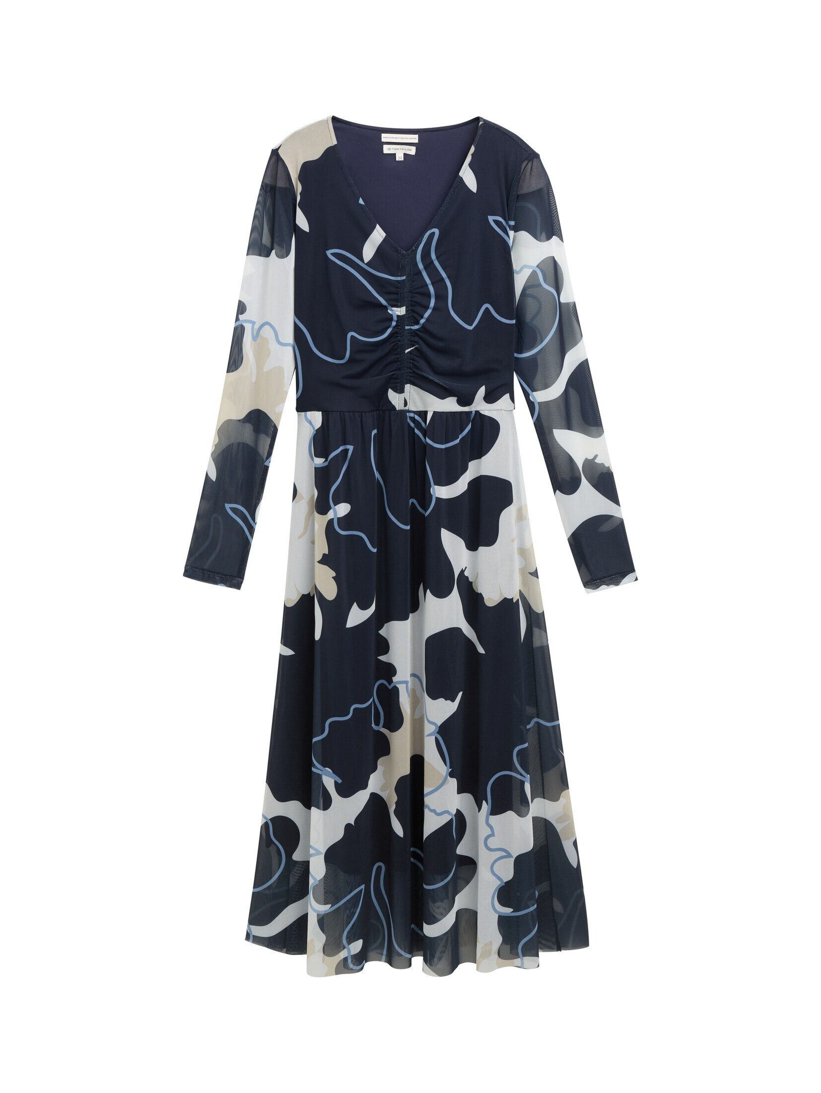 TOM TAILOR Sommerkleid Midi-Meshkleid mit Raffungen günstig online kaufen