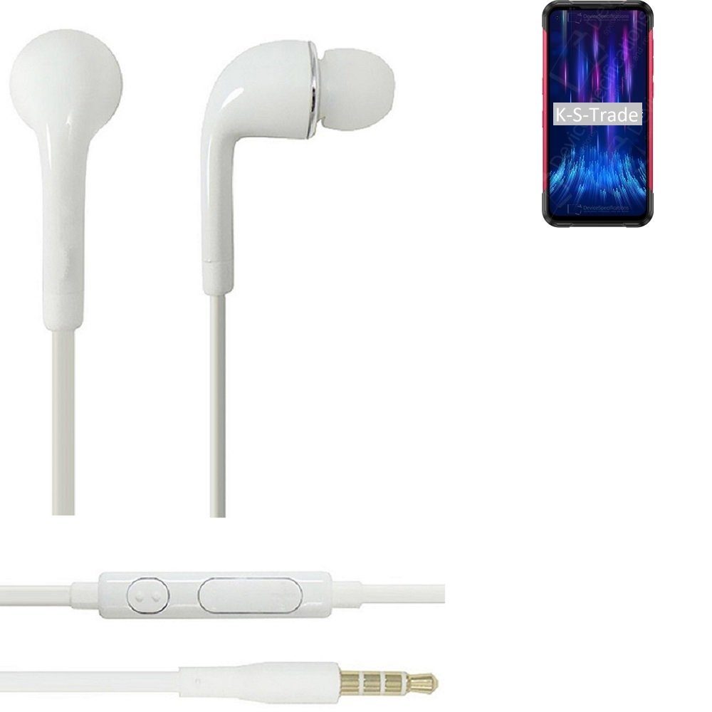 K-S-Trade für Doogee S97 Pro In-Ear-Kopfhörer (Kopfhörer Headset mit Mikrofon u Lautstärkeregler weiß 3,5mm)
