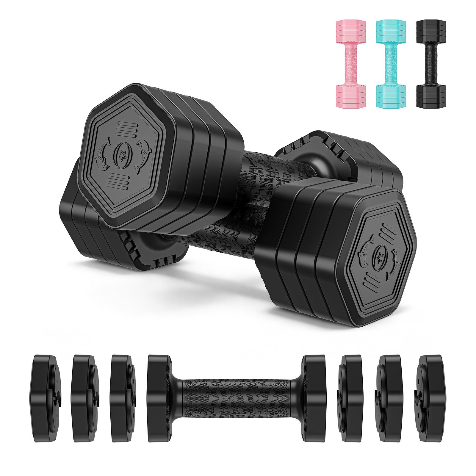 Dripex Hantel-Set Hanteln Set 2,5kgx2, 5kgx2 oder 7,5kgx2, Verstellbare 6 Hantelplatten