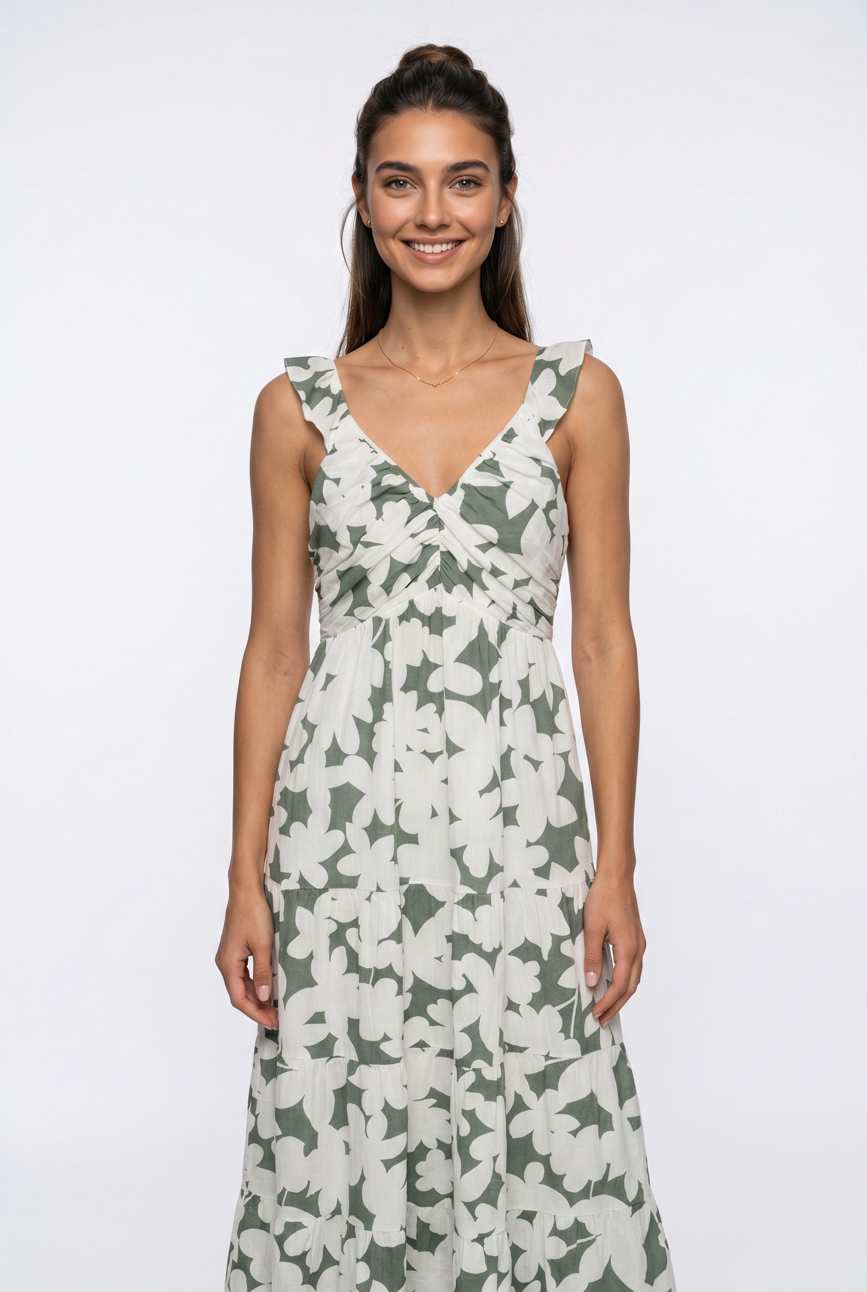 Vero Moda Maxikleid VMDICTHE SL FRILL ANKLE DRESS WVN GA Baumwolle, regular fit