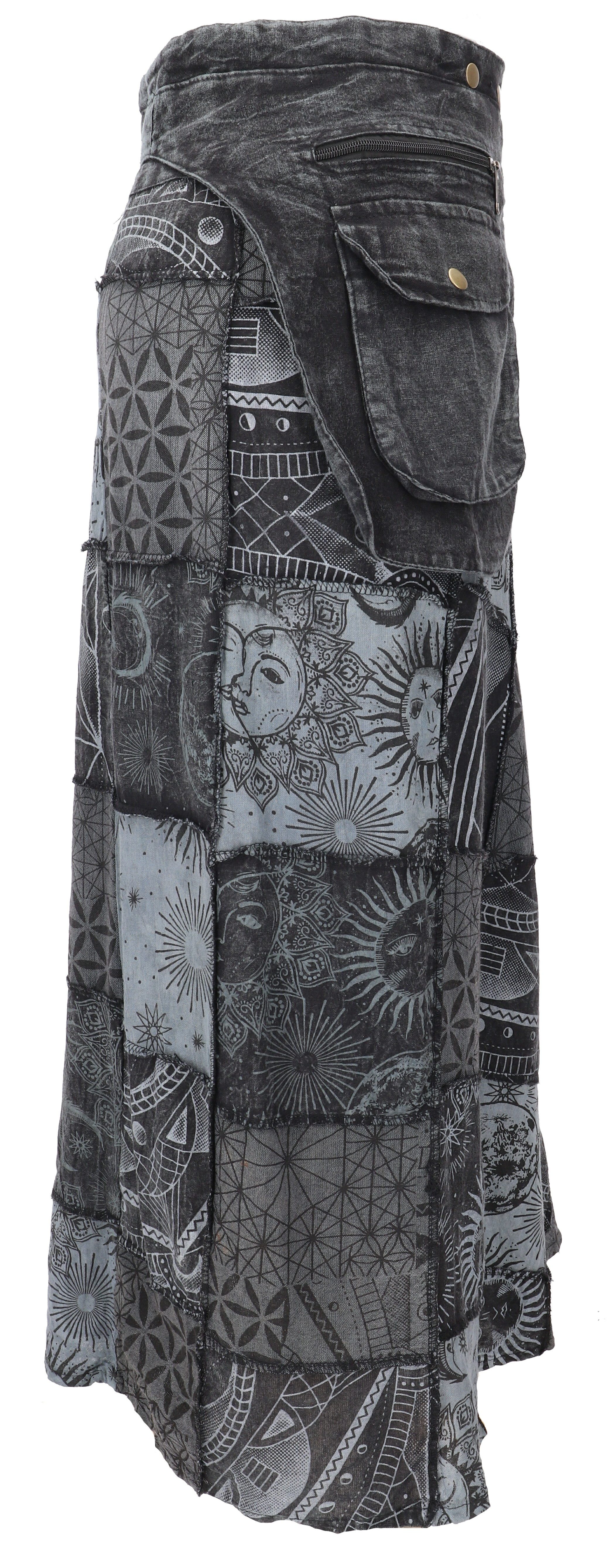 Guru-Shop Minirock Wickelrock, langer Rock mit Druckknöpfen, Boho.. alterna günstig online kaufen