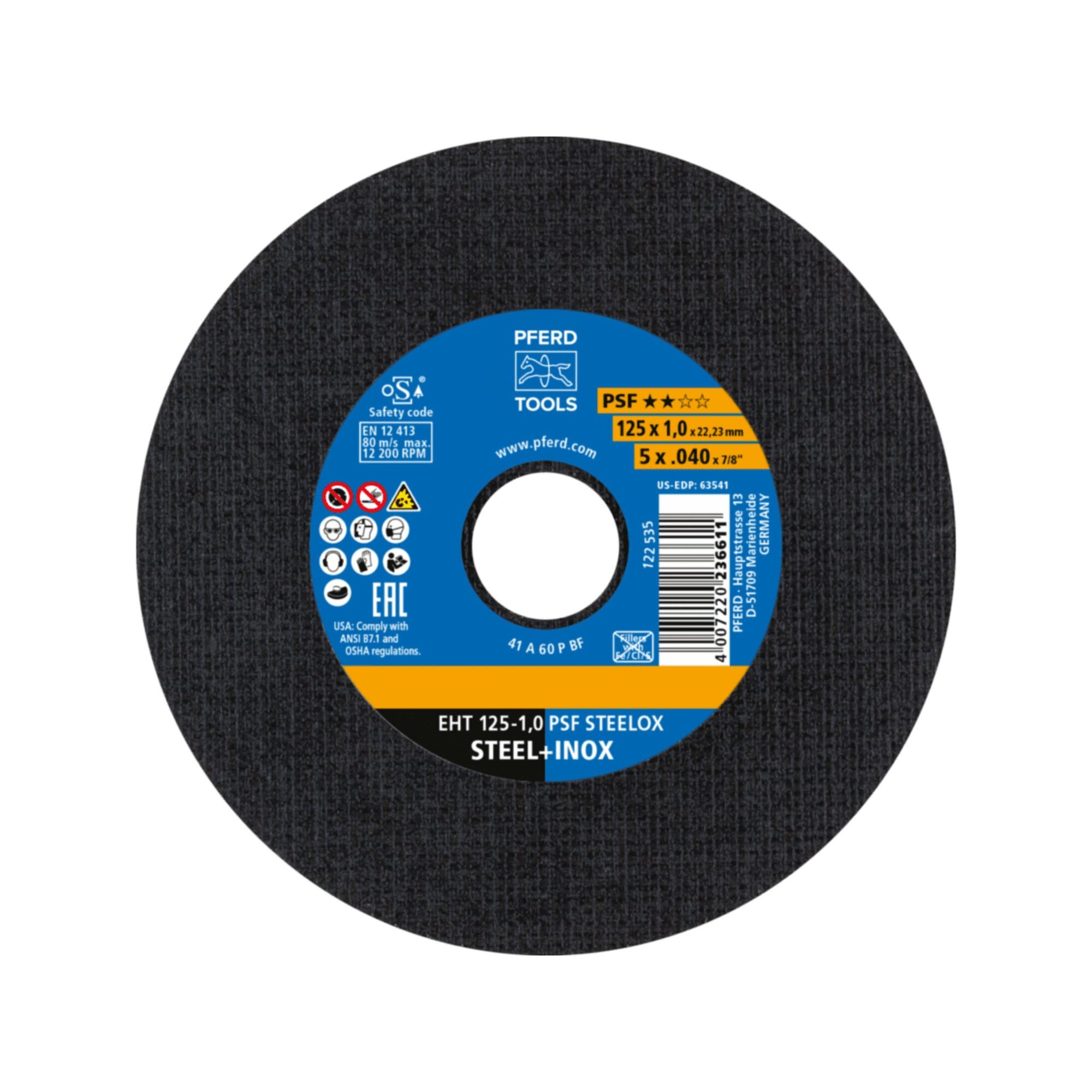 Pferd Trennscheibe PFERD TOOLS Trennscheibe EHT 125x1,0x22,23 mm gerade Universallinie PS