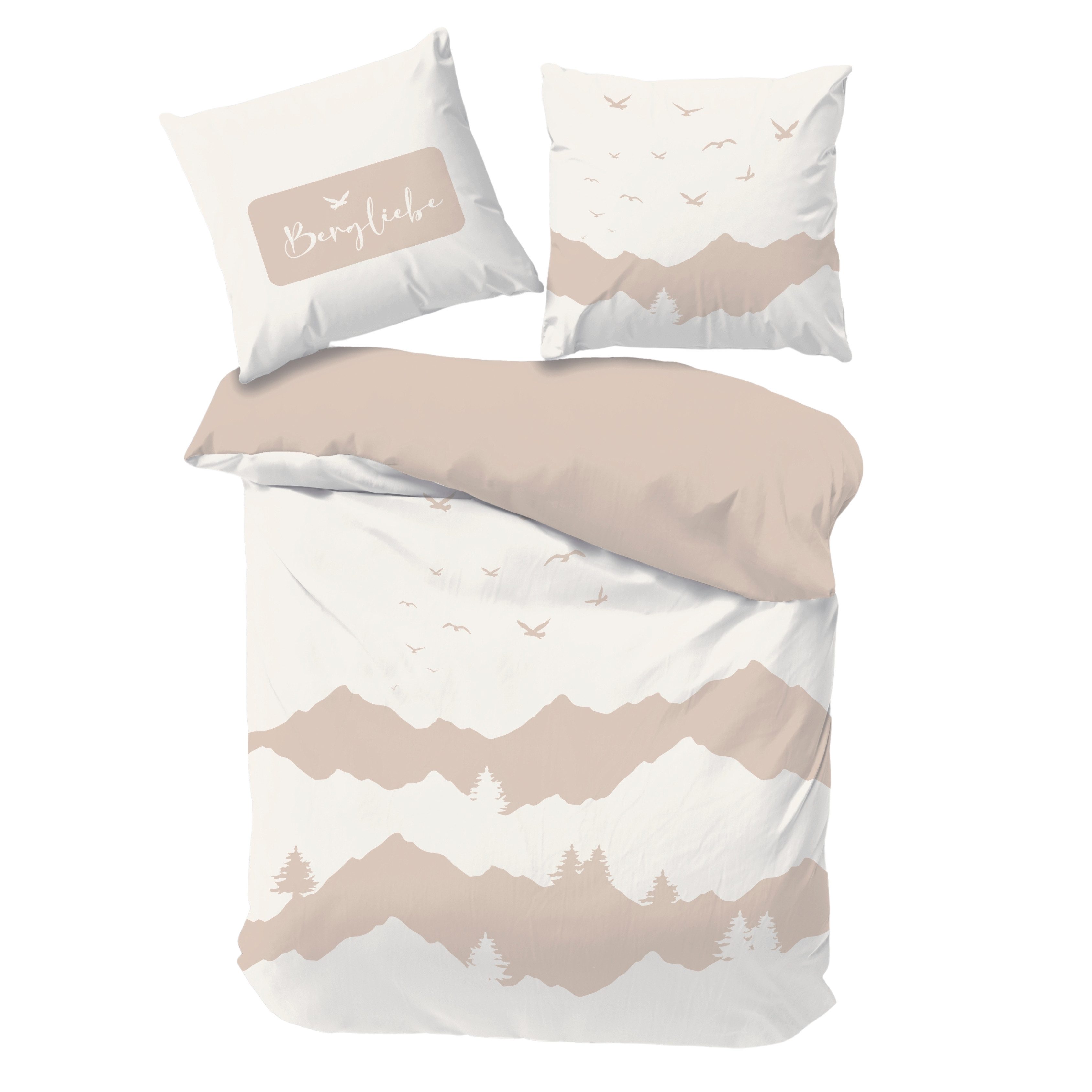 MTOnlinehandel Bettwäsche Landhaus-Stil Renforcé in 135x200 cm, Oktoberfest, Wiesn, Dirndl, 100% Baumwolle, 2 teilig, rustikal, ländliche Gemütlichkeit in natürlich, warmen Tönen