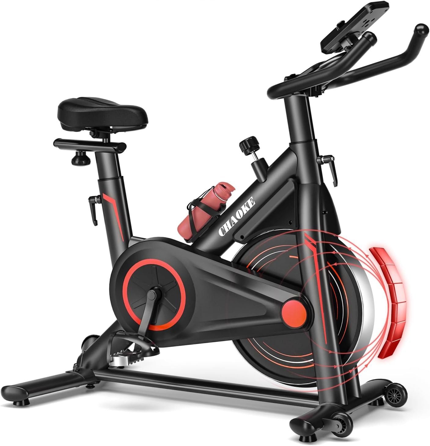 CHAOKE Heimtrainer Fahrrad mit App, Profi Ultra-Leiser Heimtrainer (1-tlg., Magnetwiderstand, verstellbare Armlehnen), einstellbare Widerstandsstufe, Professioneller Reitsitz, LCD Monitor