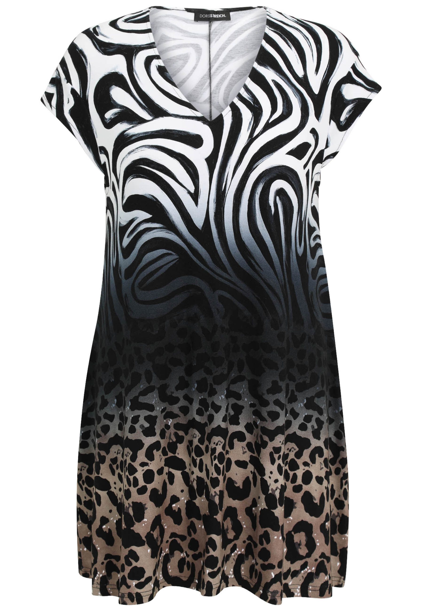 Doris Streich Longshirt (1-tlg) mit Animal-Bordüren-Print