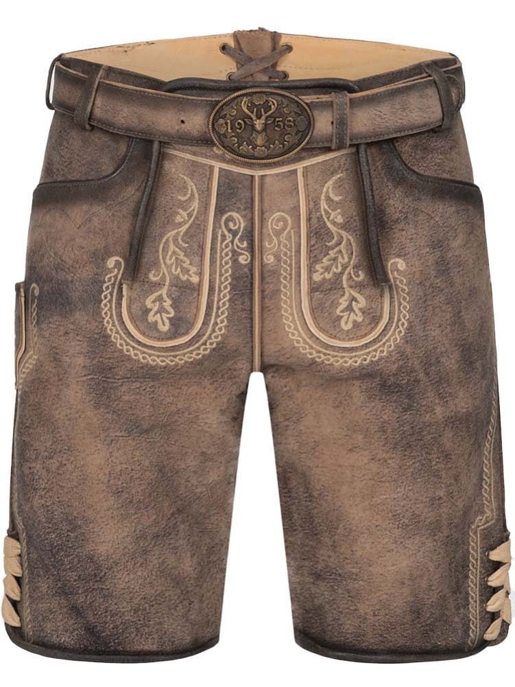 KRÜGER BUAM Trachtenlederhose Lederhose Magnus mit Gürtel
