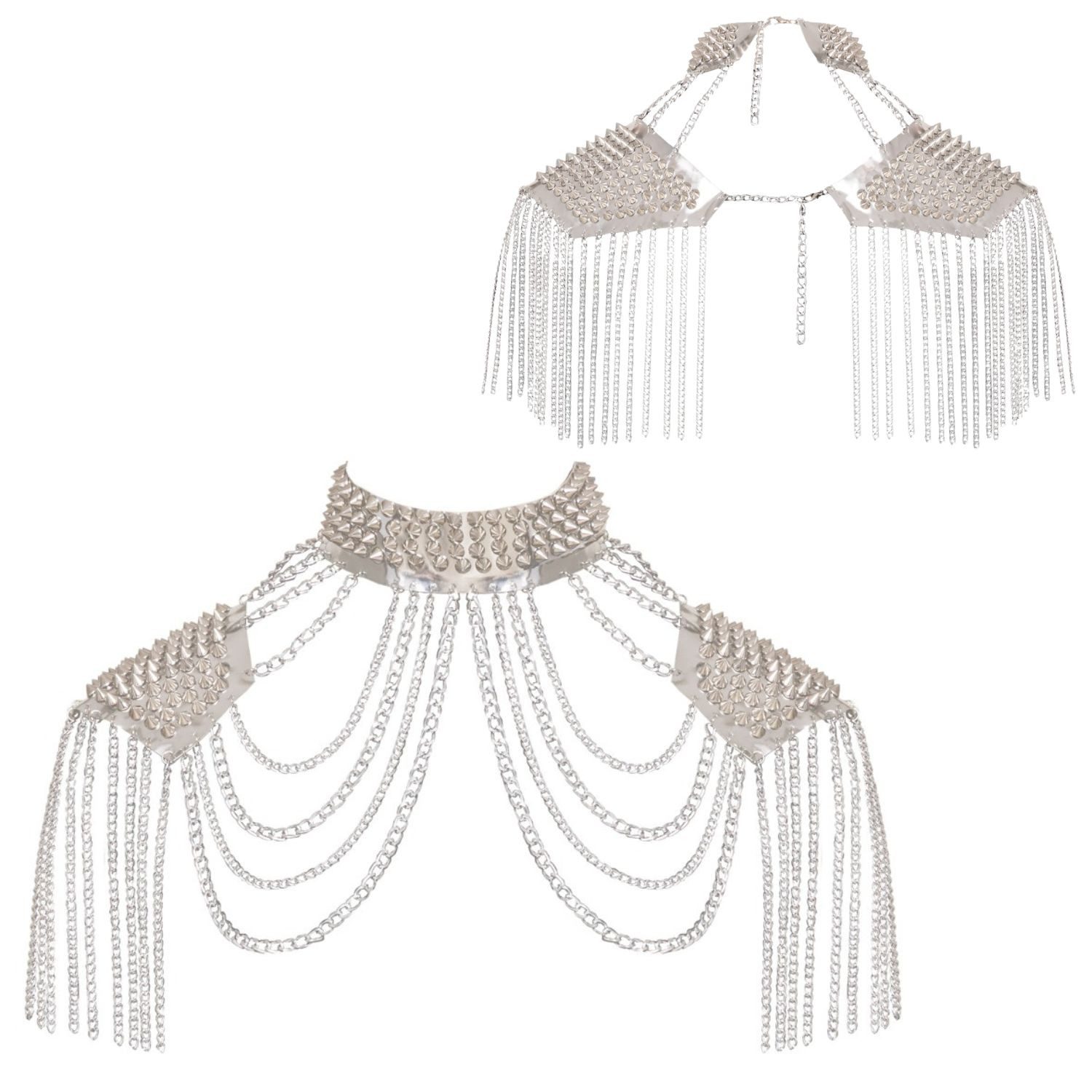 Bad Kitty Einsteckkragen Bad Kitty Kragen- Schulter Pad Harness mit Spikes silber