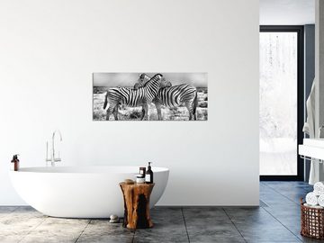 Pixxprint Glasbild Schmusende Zebras, Schmusende Zebras (1 St), Glasbild aus Echtglas, inkl. Aufhängungen und Abstandshalter