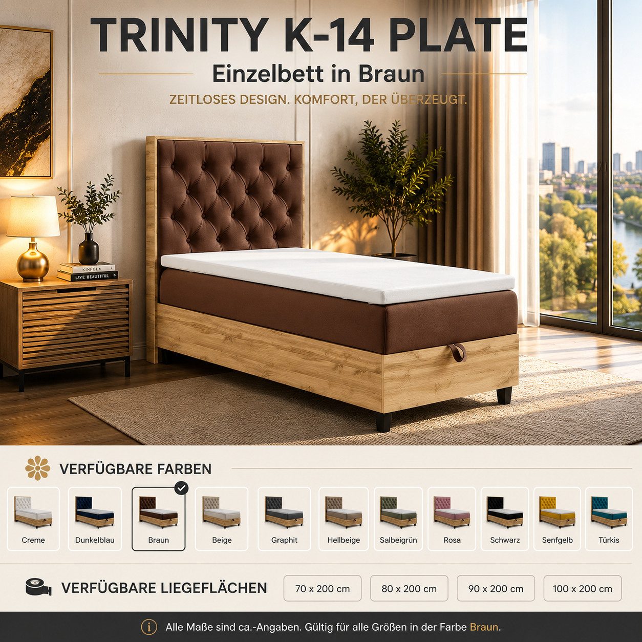 Best for Home Boxspringbett Einzelbett Trinity K-14 Single mit Bettkasten & Komfort Topper H3 (Bett, Polsterbett mit Stauraum, Jugendbett, Kinderbett versch. Größen, 3-St., 70x200 80x200 90x200 100x200 cm), Verschiedene Liefermöglichkeiten, TOP Preis-Leistungs-Verhältnis