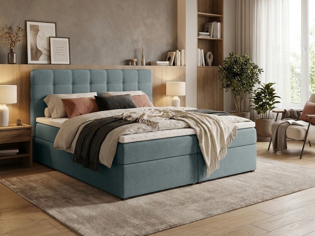 Beautysofa Boxspringbett TOPIQ mit Bettkasten (Bett für Schlafzimmer), mit 2x Bettkästen, Federkernmatratze