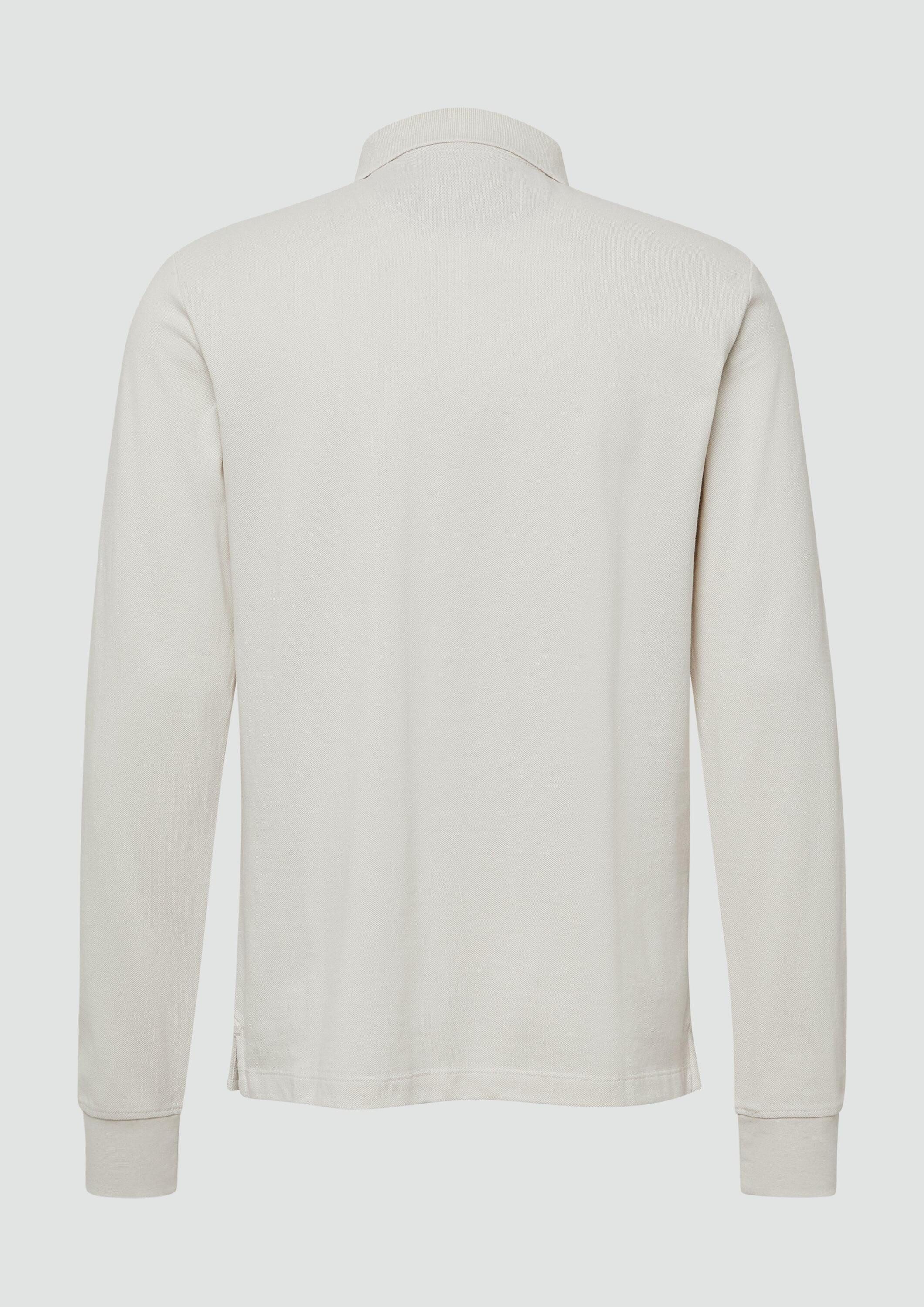 s.Oliver Langarmshirt Polo-Shirt Langarm-Poloshirt aus Baumwoll-Piqué mit B günstig online kaufen