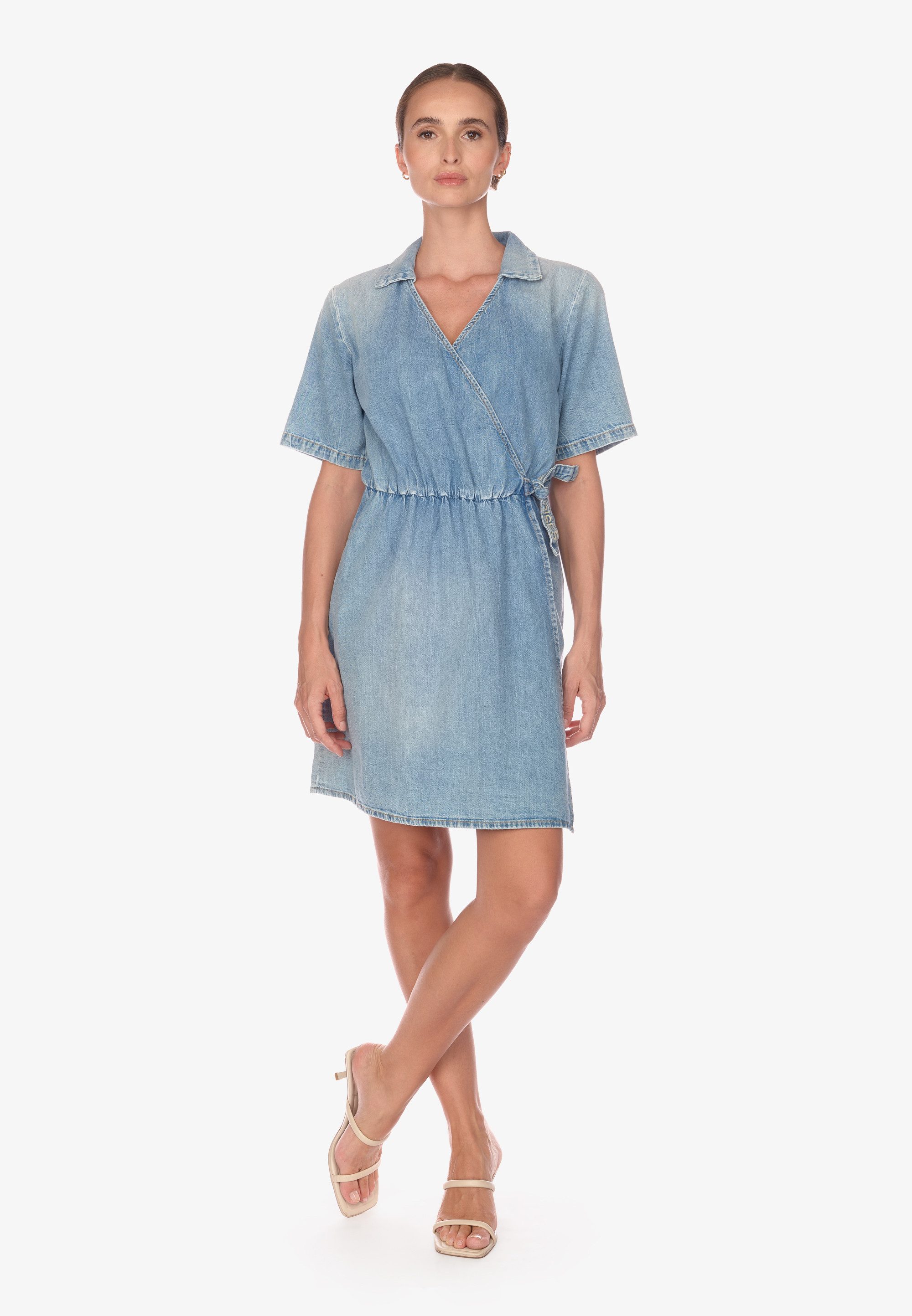 Le Temps Des Cerises Jeanskleid FLOE in gewickeltem Design