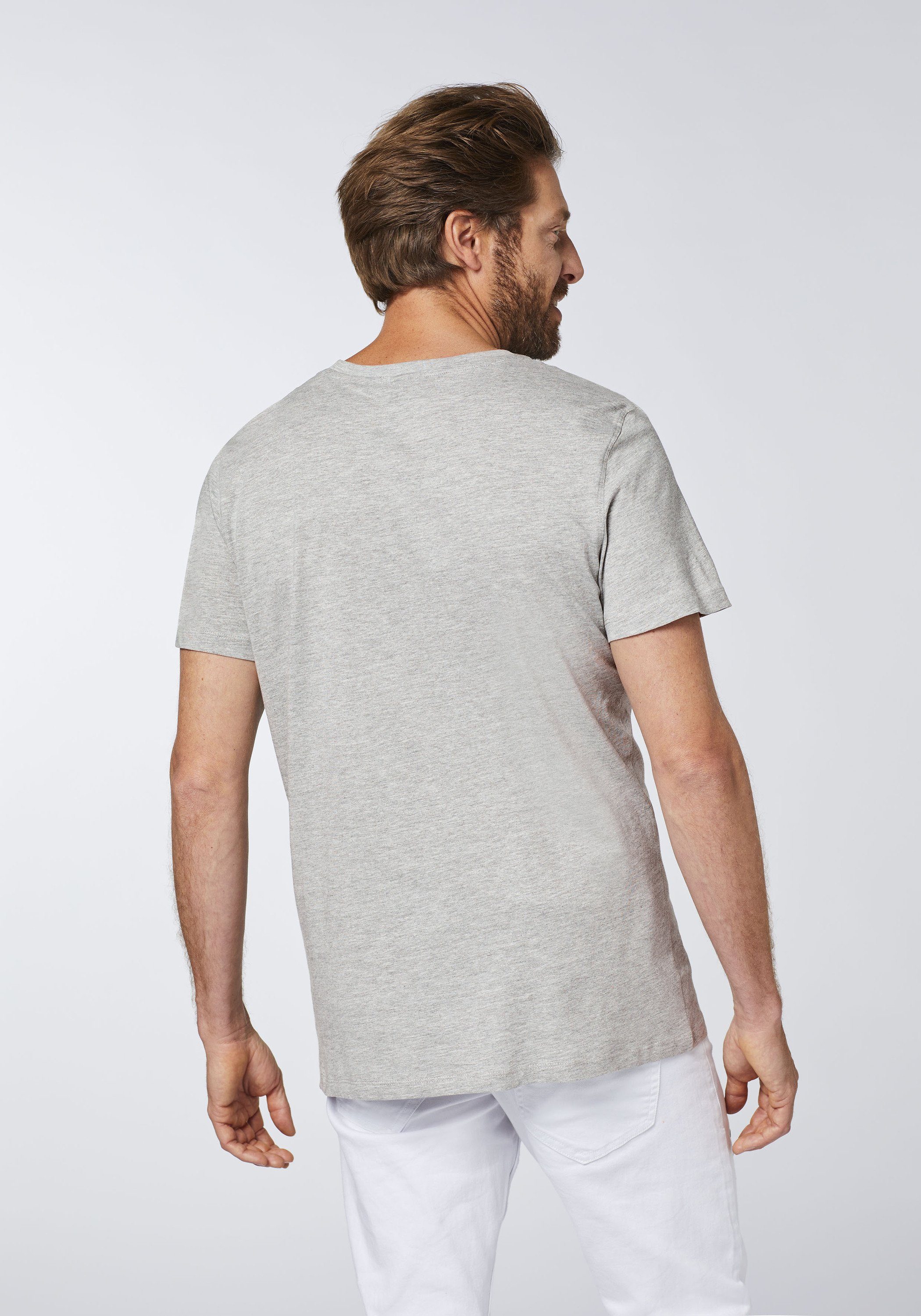 mit Neutral Gray großem Polo Sylt Print-Shirt Logoprint 17-4402M Melange