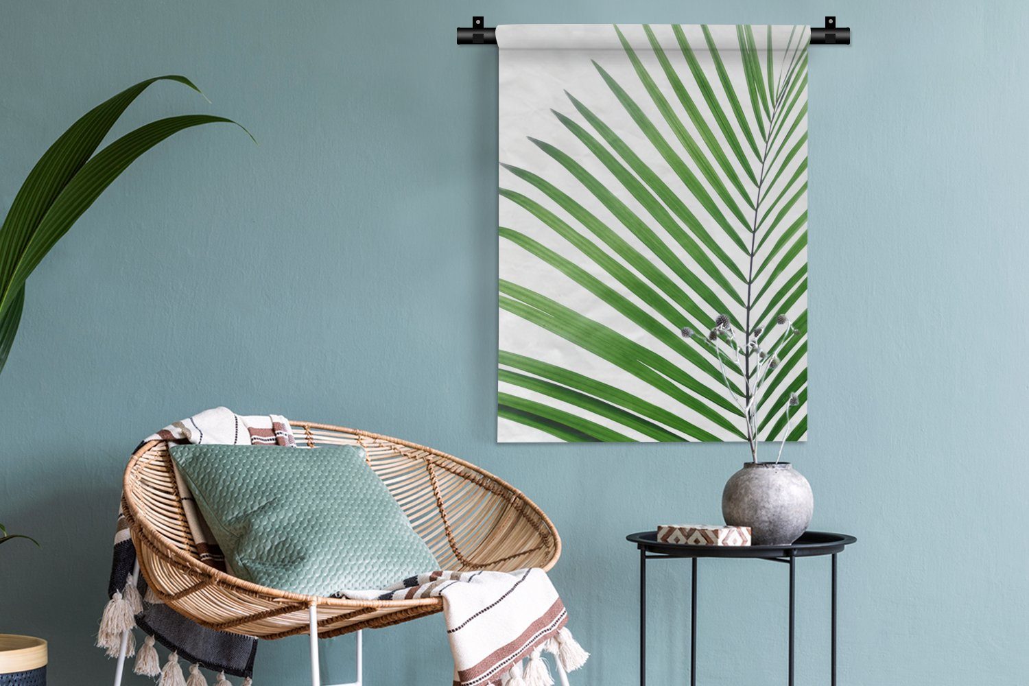 MuchoWow Wanddekoobjekt Pflanze - der Weiß, Natur Deko Grün Wand, - an - Schlafzimmer Tapisserie, für Wohnzimmer