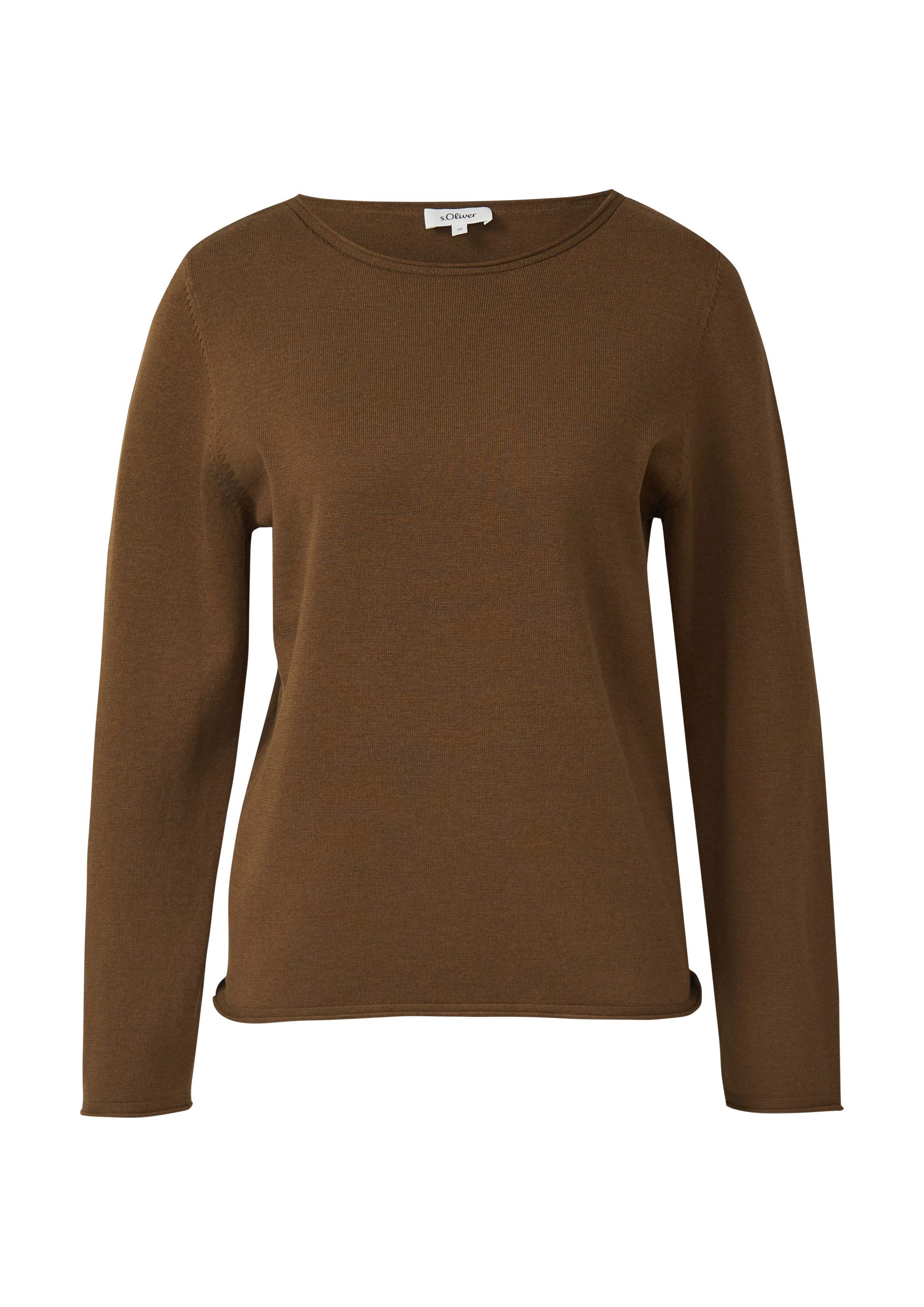 s.Oliver Longpullover Strickpullover Feinstrickpullover mit Rollkanten