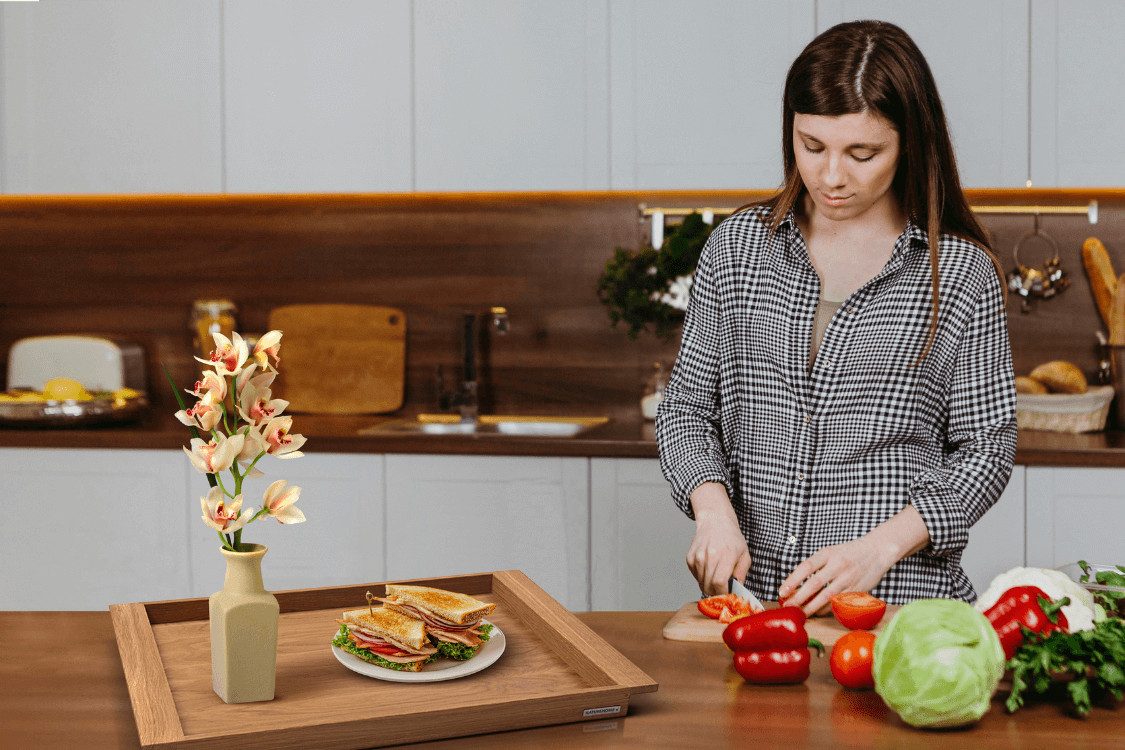 NATUREHOME Tablett NH-E Holztablett Eiche, 64,5 x 43 x 4 cm, Holz