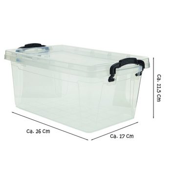 Centi Aufbewahrungsbox Klarsichtbox mit Deckel 3l 11,5 x 26 x 17cm (Stück, 1 St., Klarsichtbox mit Deckel), Aufbewahrungsbox Kunststoffbox Oranizer Kunststoffbehälter