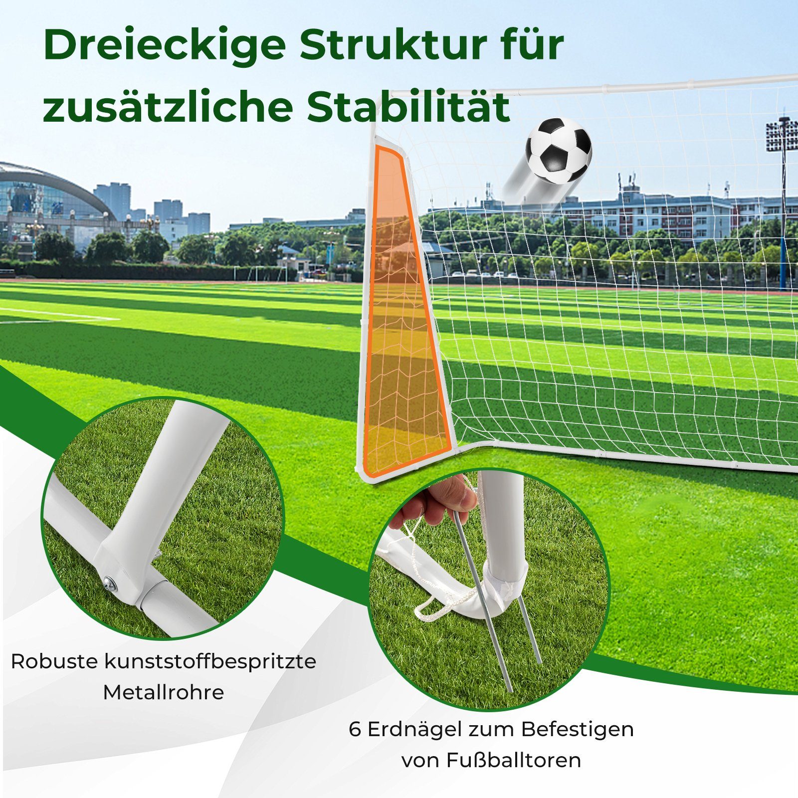 COSTWAY Fußballtor, 215 x 152 x 76 cm, für Training & Garten