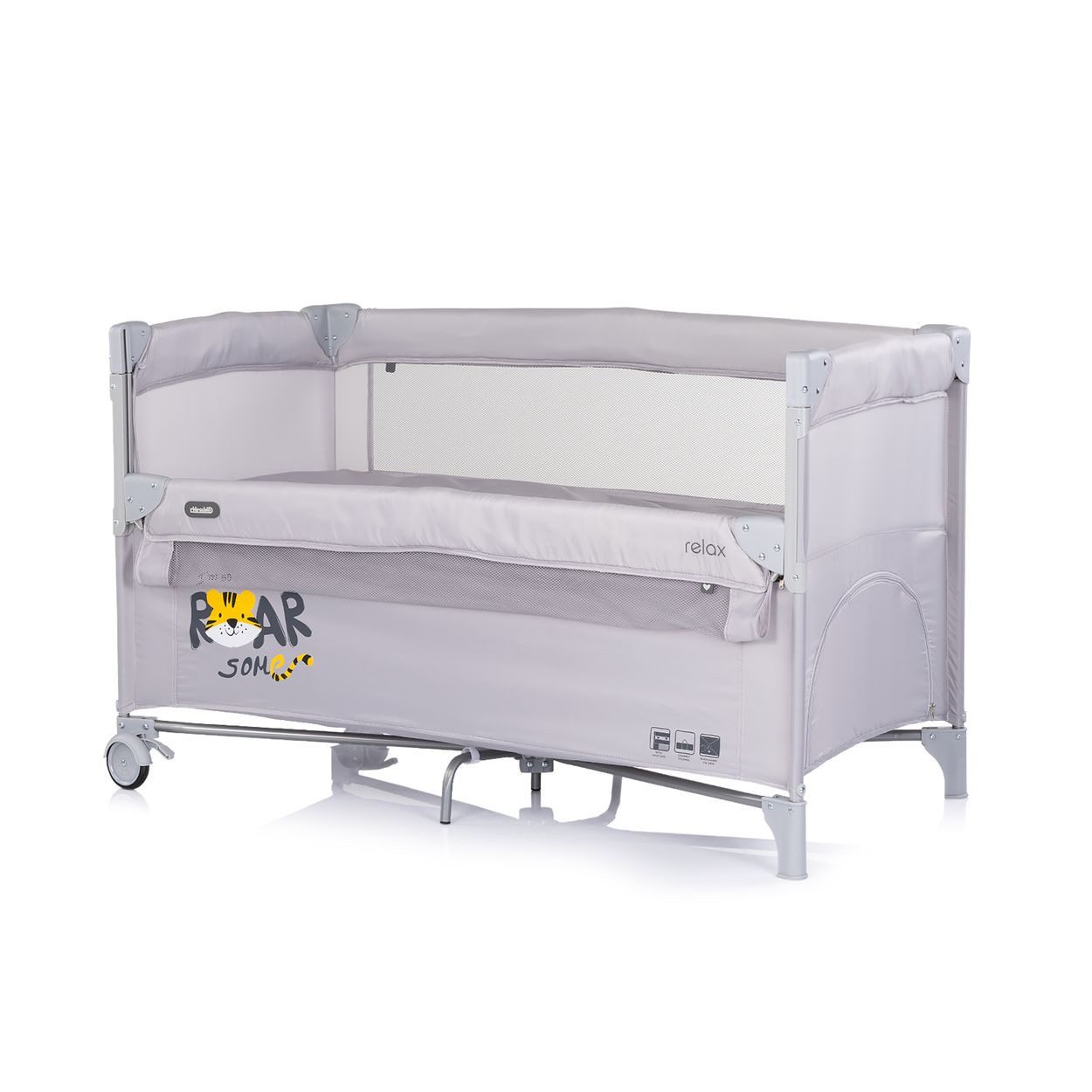Chipolino Baby-Reisebett Relax, 2 Ebenen, als Beistellbett nutzbar, Seiteneingang, Faltmatratze – Bild 3 von 5