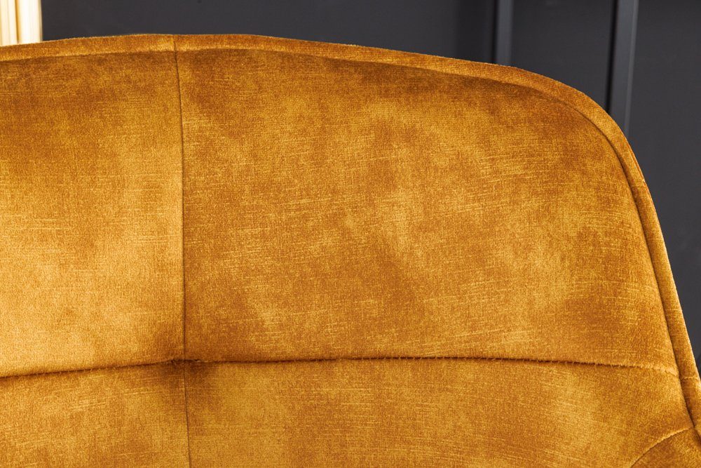 riess-ambiente Barhocker EUPHORIA senfgelb / schwarz (Einzelartikel, 1 St), Esszimmer · Samt · Edelstahl · mit Lehne · Tresenstuhl · Barock Design