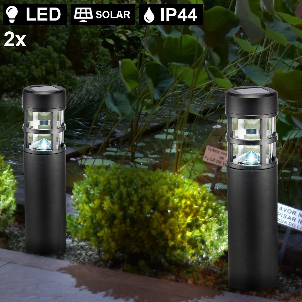 Haushalt International Gartenleuchte, 2x LED Solar Steck Lampen Erdspieß  Stand Außen Strahler Leuchten schwarz Haushalt International 70307