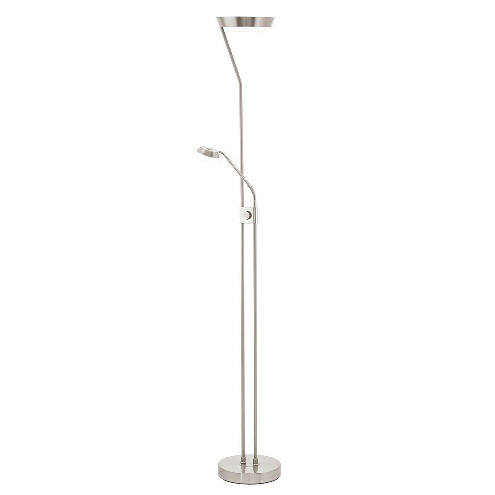 Stehlampe Nickel-Matt, Nickel-Matt Satiniert, Warmweiß LED Satin, Licht-Trend Stehleuchte Boa