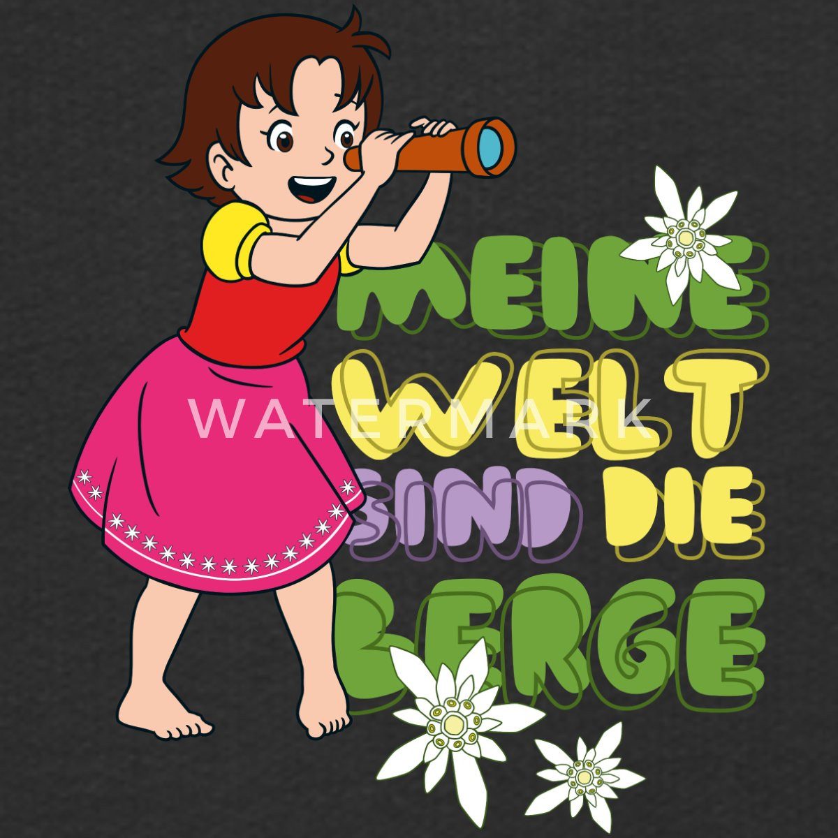 Spreadshirt Hoodie Heidi Meine Welt Sind Die Berge Fernglas Kinder Premium Hoodie (1-tlg)