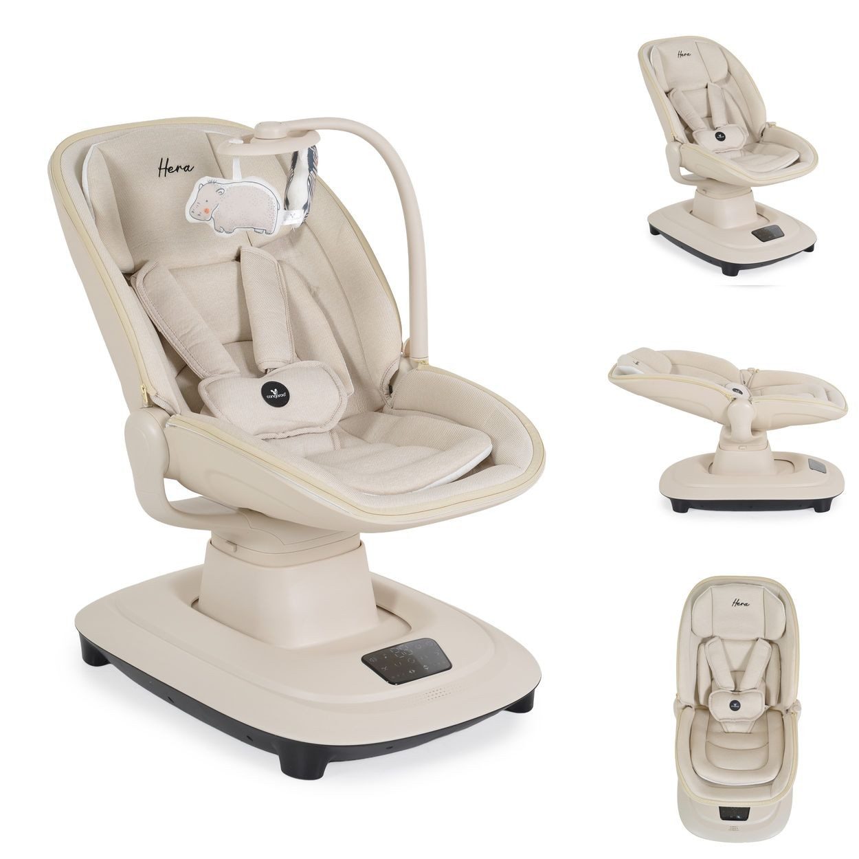 Cangaroo Babywippe Babywippe Hera elektrisch, Musik, Moskitonetz, 360-Grad-Drehung, Timer