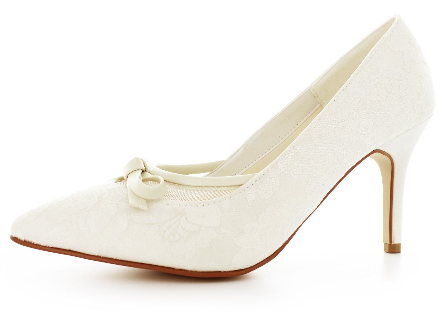 Spitze aus Lady White Pumps ivory-creme 716 Pumps Vintage