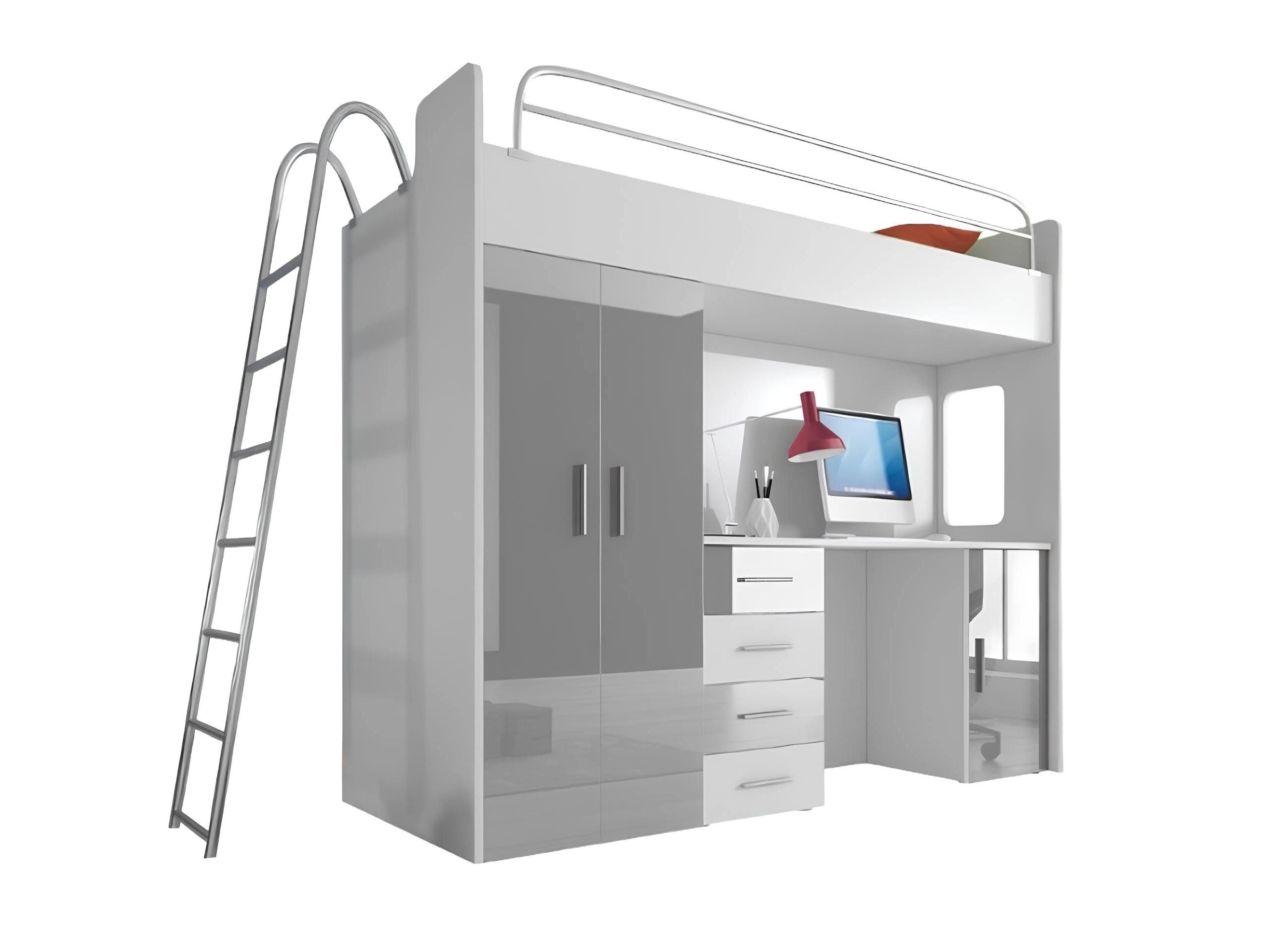 Xlmoebel Hochbett Hochbett aus Massivholz für Kinder- und Jugendzimmer, modern gestaltet (1-St., Etagenbet) Hergestellt in Europa