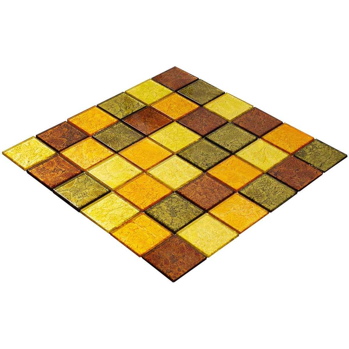 Mosafil Mosaikfliesen Glasmosaik Fliesen Curlew Q48 4mm, Glas 30.000x30.000, orange, Wasserfest