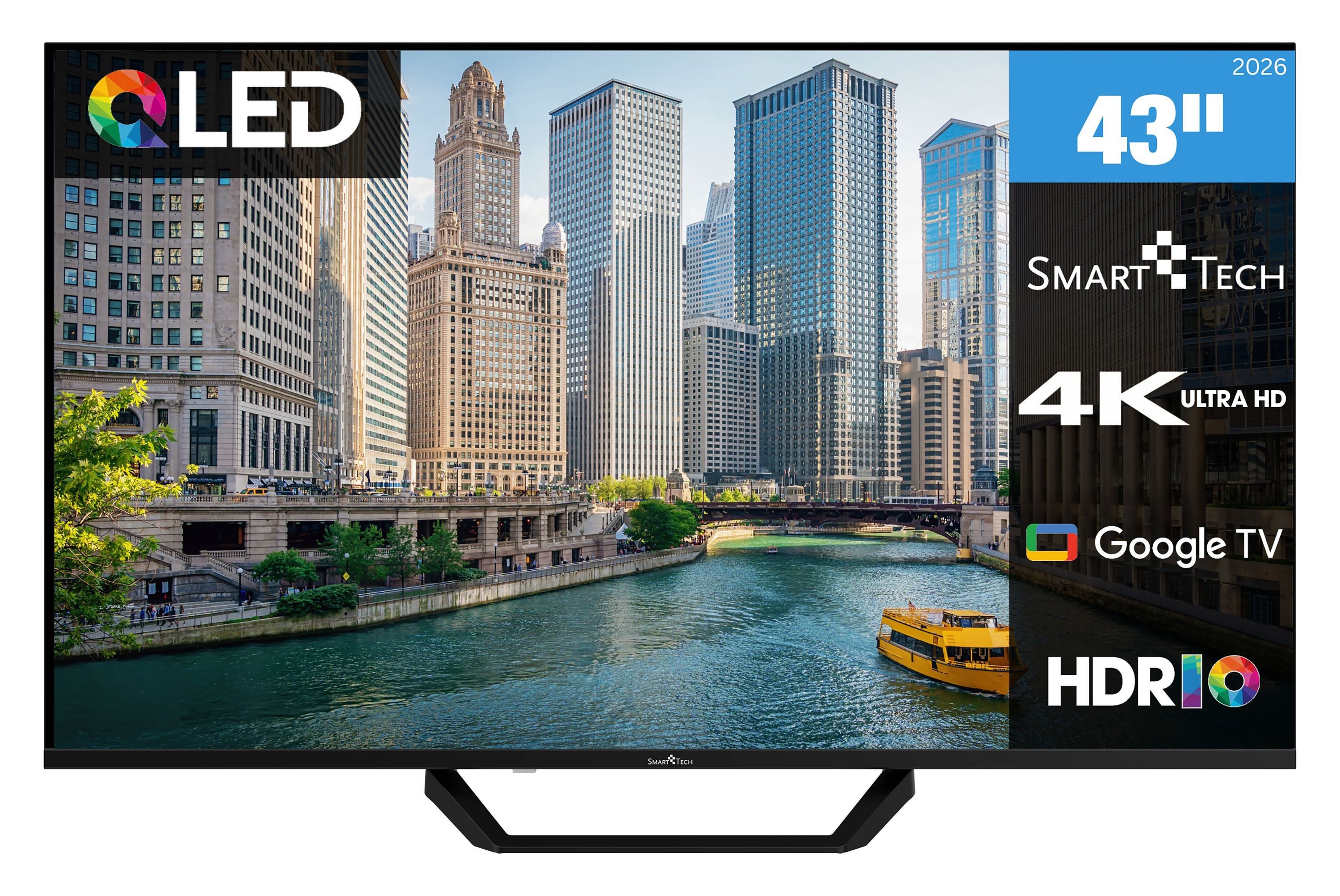 Smart Tech 43QG06V2 QLED-Fernseher (108 cm/43 Zoll, 4K Ultra HD, Google TV, Google Smart TV, HDR, Bluetooth, Triple-Tuner)