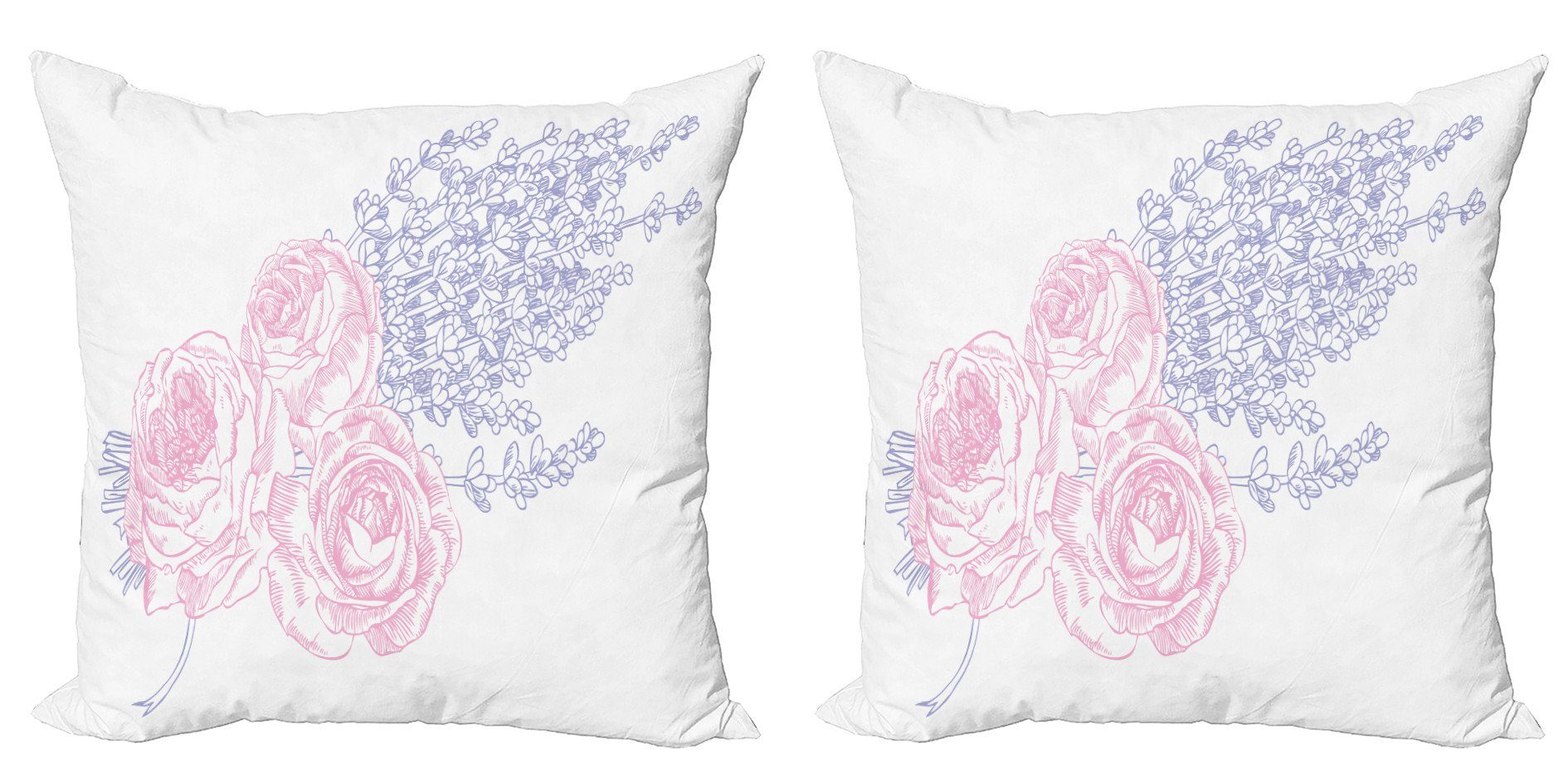 Kissenbezüge Modern Accent Doppelseitiger Digitaldruck, Abakuhaus (2 Stück), Vintage Rose Romantische Lavendel Kunst