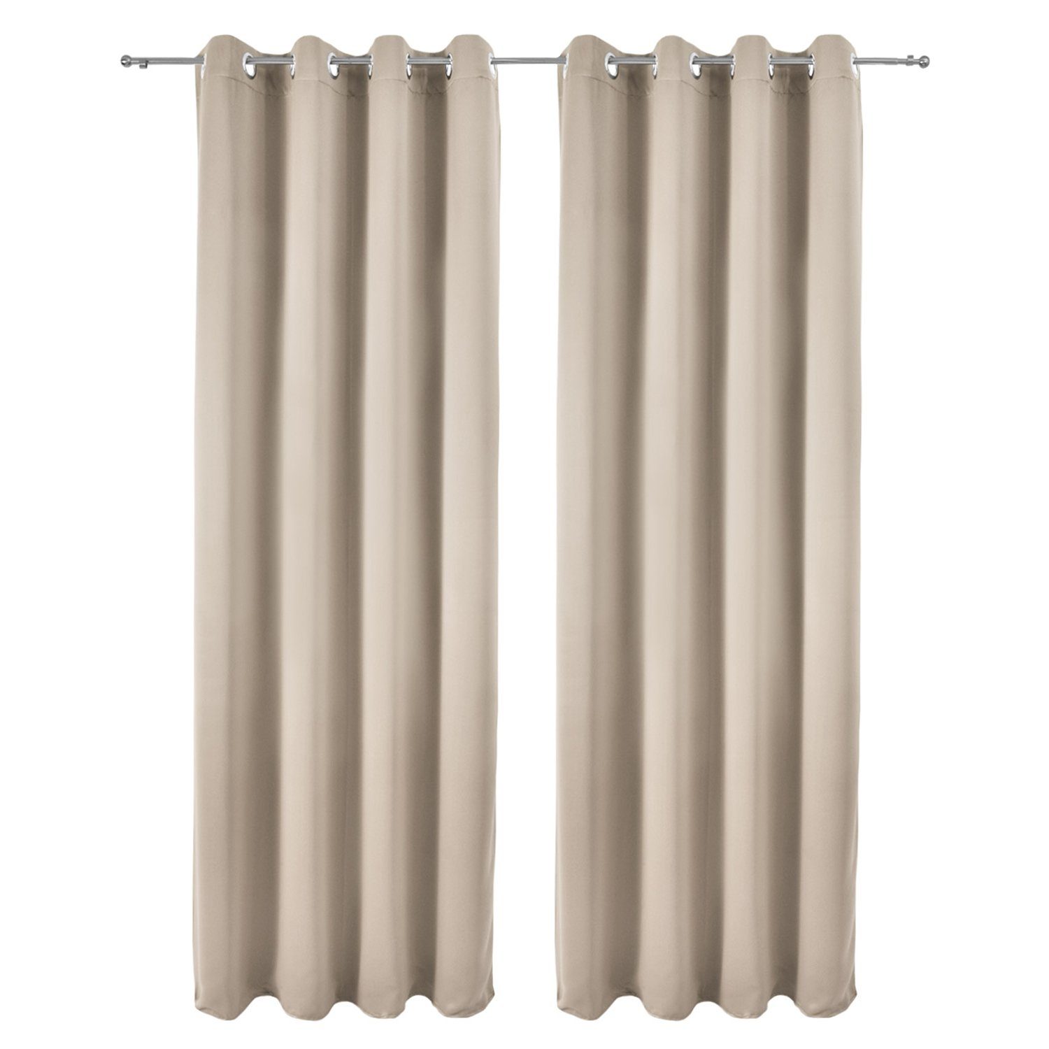 Beautissu Vorhang Amelie 2er Set Gardinen Amelie BO, 140x245cm, Creme, Blackout Vorhänge Blickdicht mit Ösen – Gardine 140x245 cm