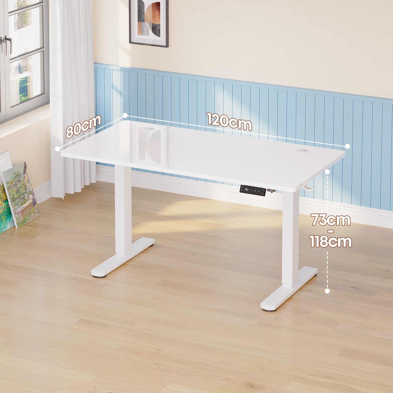 HOMALL Schreibtisch Höhenverstellbarer Schreibtisch mit 3 Höhen-Speicherfunktionen (Mehrere GrdBen 120/140/160/180/200 cm mit 1 USB-Ladanschlus Tischplate mit einerTiefe von 80 cm Der Tisch besteht aus ver Tischplaten)