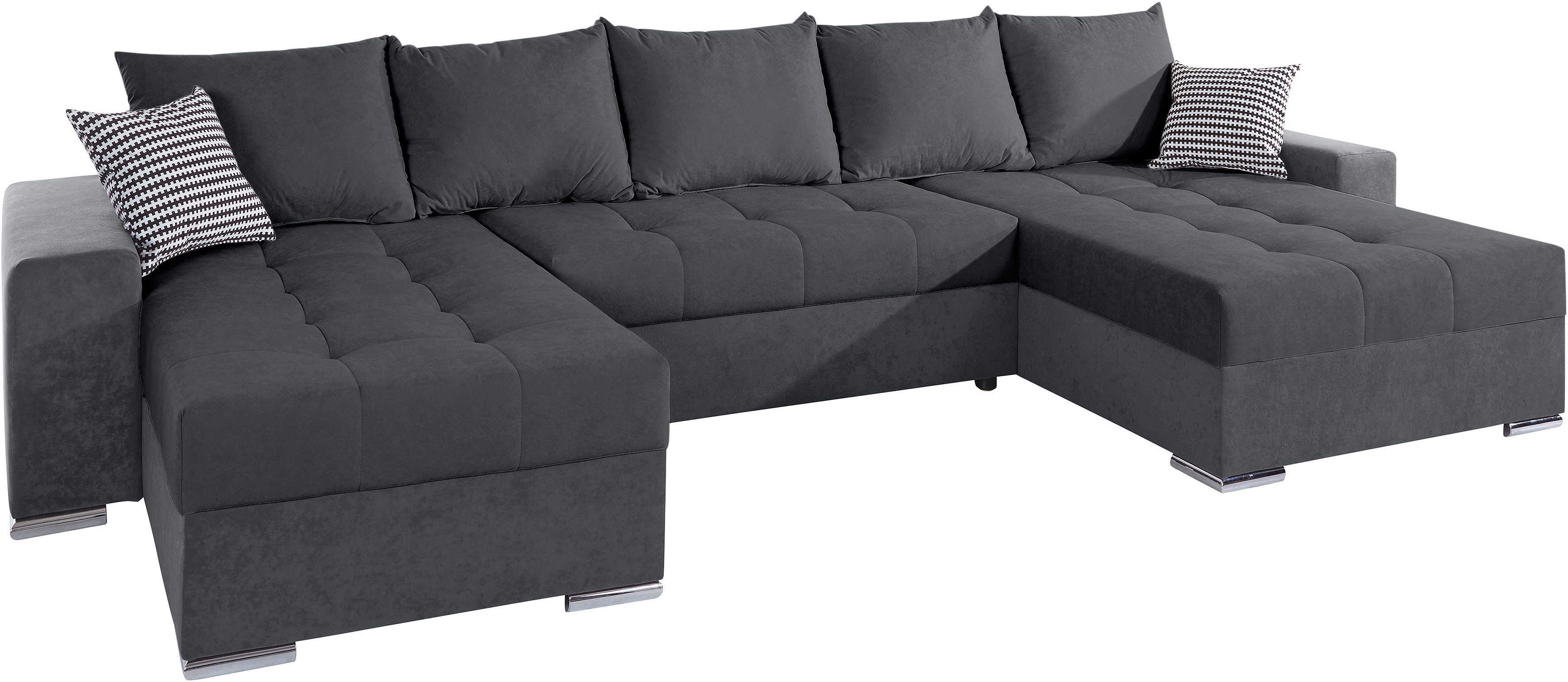 COLLECTION AB Wohnlandschaft Josy XXL U-Form, B: 333 cm, mit 2 Recamieren 77 & 97 cm, Schlaffunktion, Bettkasten & 2 Zierkissen, Federkern – Bild 5 von 5