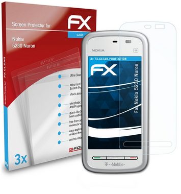 atFoliX Schutzfolie Displayschutz für Nokia 5230 Nuron, (3 Folien), Ultraklar und hartbeschichtet