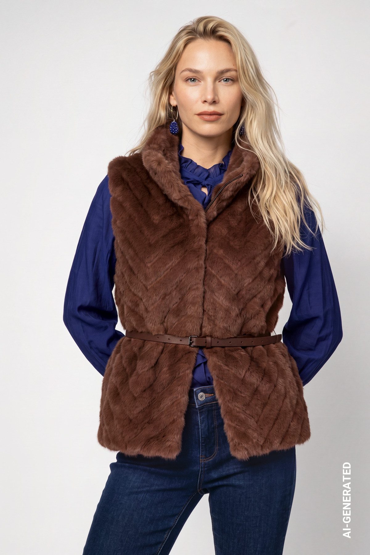 Monari Fellimitatweste Weste fake fur Regular fit mit Stehkragen