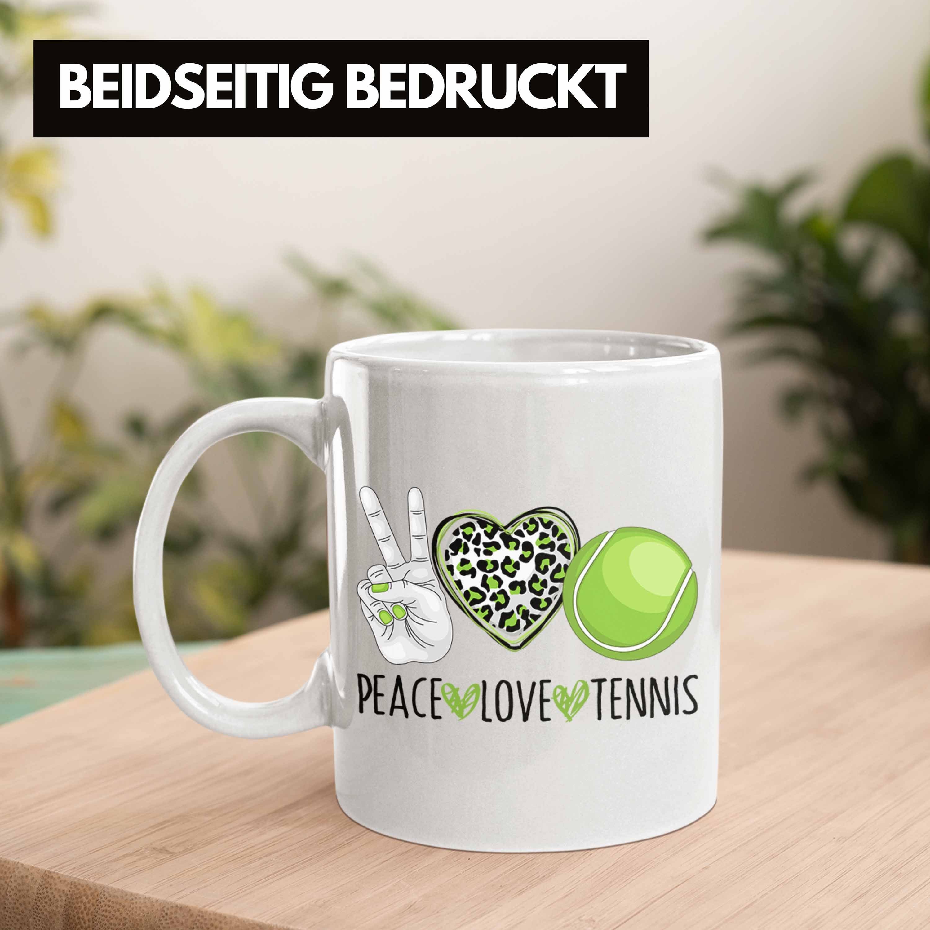 Trendation Tasse Coach Trainer Weiss "Peace Geschenk Tennis-Spieler Tasse Tennis für Lustige