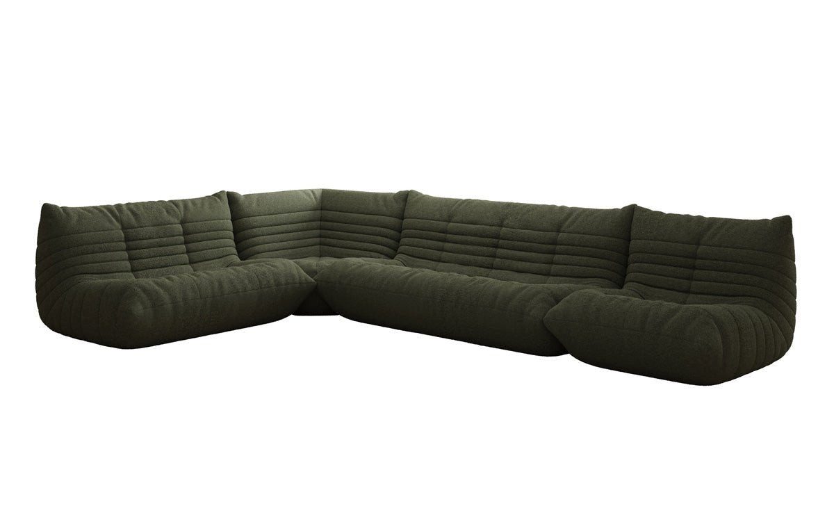 Luxusbetten24 Wohnlandschaft Designer Sofa Wohnlandschaft Calmo in Teddy Bouclé, mit tief, weich gepolsterter Sitzfläche