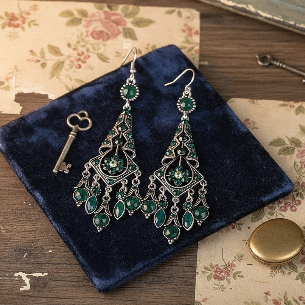 The Beauty House Ohrring-Set Vintage Boho Ohrhänger Damen – Ethno Schmuck mit Edelstein Design