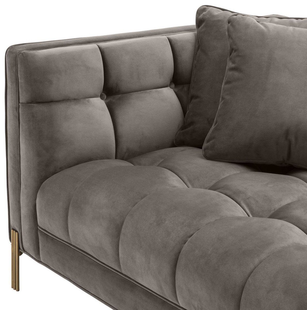cm mit 95 / Grau H. 231 Sofa Padrino Luxus Luxus Messingfarben x 68 4 - Sofa Kissen Wohnzimmer x - Sofa Casa Qualität Samt