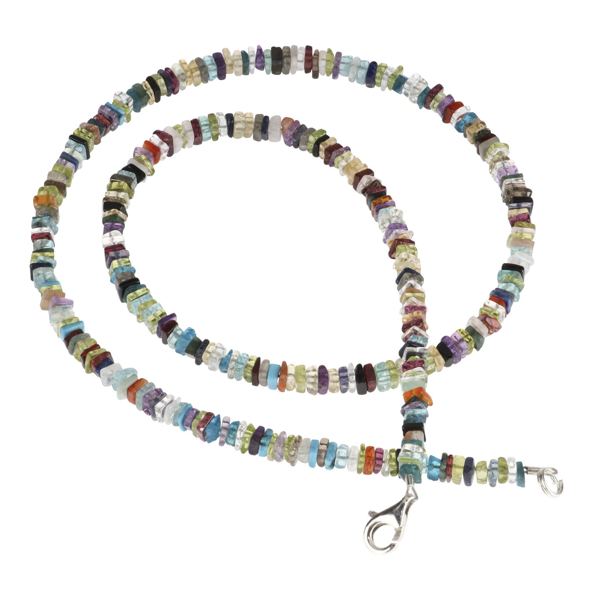 Schmuck Krone Collier Multicolor-Kette aus Achat & 925 Silber, 48cm, Silber 925