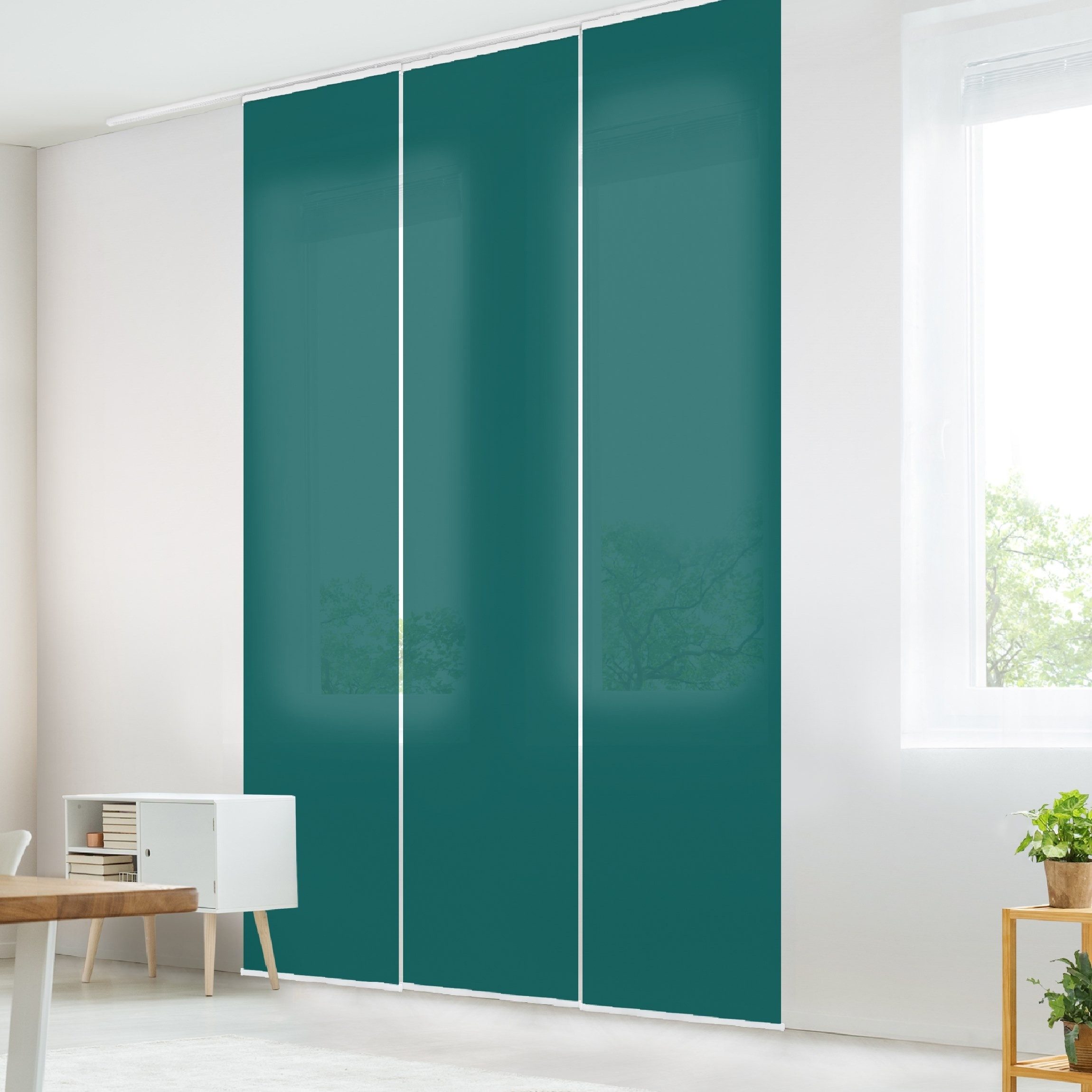 Bilderdepot24 Schiebegardine modern Flächenvorhang blickdicht Piniengrün, günstig online kaufen