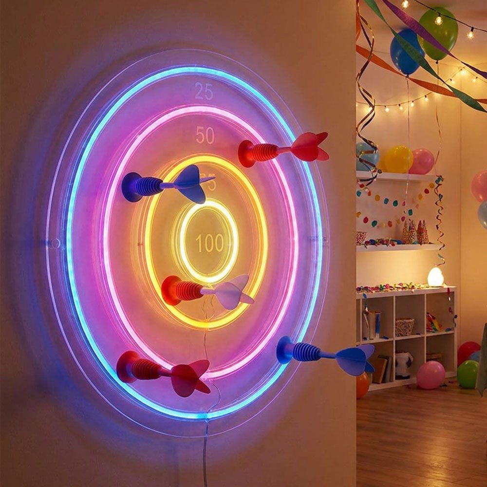GLOBO LIGHTING LED Wandleuchte, LED-Leuchtmittel fest verbaut, Farbig, LED Wandleuchte transparent klar Dekorartikel Dartscheibe D 46 cm