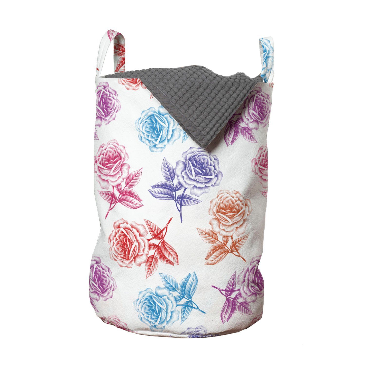 Abakuhaus Wäschesäckchen Wäschekorb mit Griffen Kordelzugverschluss für Waschsalons, Blumen Romantische Blühende Natur
